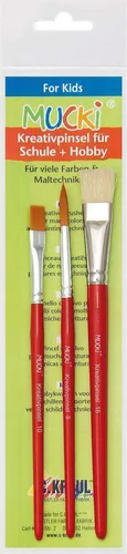 MUCKI Kreativpinsel für Schule + Hobby 3er Set