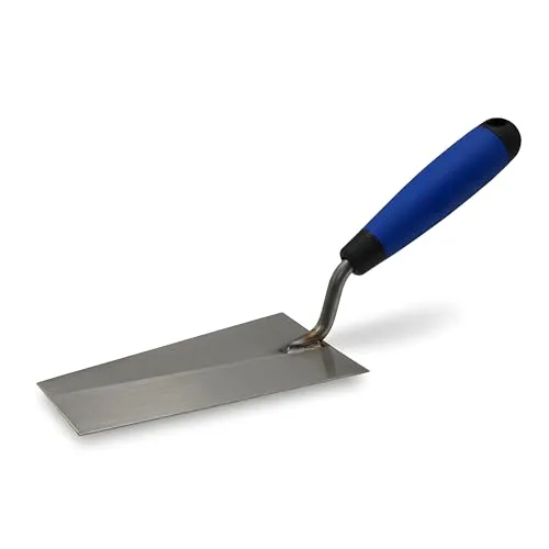 DEWEPRO Putzkelle Berner Form 145x80x55mm – Edelstahl Stuckkelle mit Softgriff – Profi Maurerkelle für Verputz- & Stuckarbeiten – Robuste Stütze, Rostfrei & Ergonomisch
