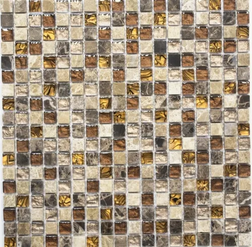 Mosaikfliese Transluzent Beige Braun - Glasmosaik für kreative Gestaltung - 10 Stück pro Packung, ideal für Badezimmer und Küchen, sorgt für stilvolle Akzente mit edler Mosaikoptik. Perfekt für Wandverkleidungen im Innenbereich.