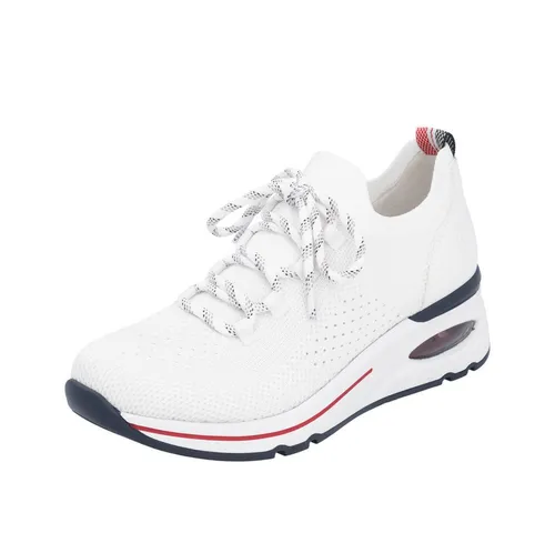 Remonte Slip-On Sneaker für Damen, Gr. 40, Weiß mit Keilabsatz - Sportlicher Slip-On Sneaker von Remonte aus Textil und Lederimitat mit modischem Keilabsatz (5,5 cm), ideal für den Alltag und Freizeit.