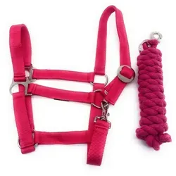 ARBO-INOX® Reithalfter Beginner Halfter Set Pferd mit Halfter verstellbar und Führstrick rosa Pony
