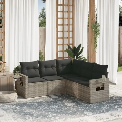 Maison Exclusive 5-tlg. Garten-Sofagarnitur Hellgrau mit Kissen
