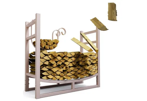 Kaminholzregal Metall 84x33x76 - Verzinkte Ablage für Anzündholz - Kaminholzregal für innen und außen aus robustem, verzinktem Metall. Hohe Stabilität und flexibler Anzündholzhalter für praktischen Einsatz im Wohnzimmer oder im Garten.