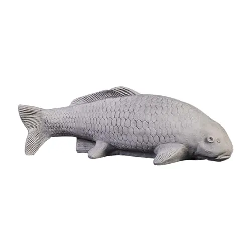 gartendekoparadies.de Koi-Fisch, Steinfigur, H. 21 cm, 18 kg, Grau, frostsicher aus Steinguss für Außenbereich