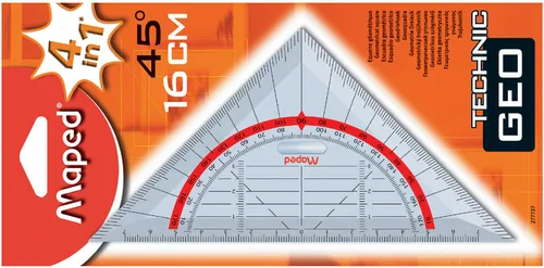 Maped Geodreieck Technic Hypotenuse: 160 mm 4 in 1: Winkel mit Millimeterteilung