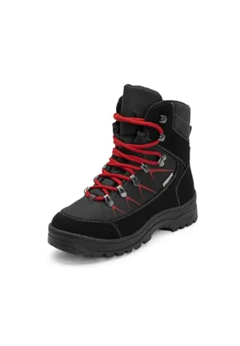 VITAFORM Stiefeletten Damen Weite H aus Nubukleder schwarz, Größe 41 - Stylische Winterstiefeletten mit rutschhemmender Sohle und praktischen Schnürsenkeln. Komfortfußbett mit Luftpolstern für besten Tragekomfort – ideal für kalte Tage.