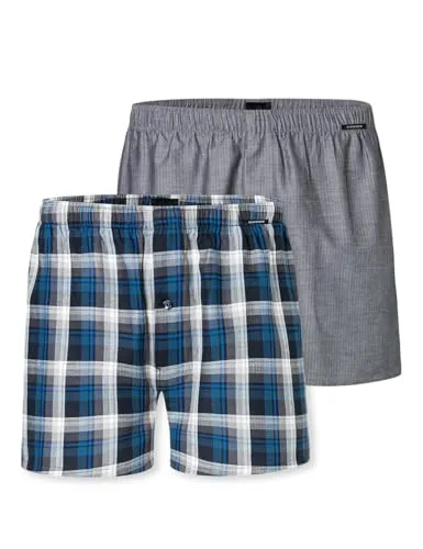 Schiesser Herren 2 Pack Baumwolle Web Multipack-Webboxer - Herren-Boxershorts im Doppelpack mit elastischem Bund und hochwertiger Webware für optimalen Tragekomfort und perfekte Passform.