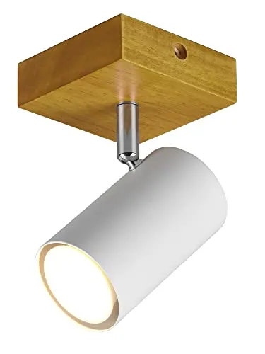 Trio Leuchten Spotleuchte Marley 812400131, Metall Weiß matt, Holz, exklusiv 1x GU10, Flex Connect
