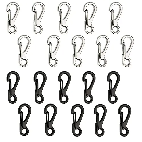 MOJOTIC 20 Stück Mini SF Karabinerhaken, Mini Karabiner, Karabiner Mini, Carabiner Mini, Karabinerhaken Mini, Karabiner Klein, Schlüsselkaraniner für Camping Ring Clip Haken Leichte Kleine Karabiner