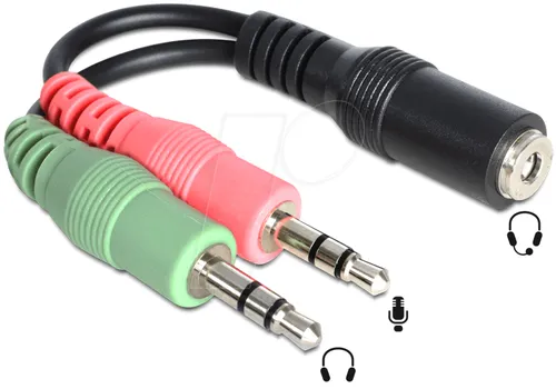 DELOCK 65459 - Headset Adapter, 3,5 mm Klinkenbuchse auf 2x Stecker, 0,12 m