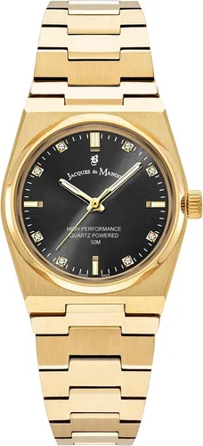 Jacques du Manoir Damen Analog Uhr - Elegante Armbanduhr aus Edelstahl in edlem Gold, kombiniert zeitlose Eleganz mit hoher Funktionalität – ideal für jeden Anlass.