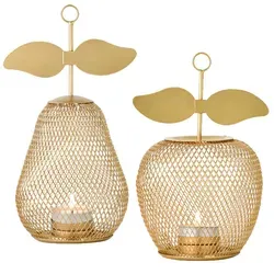 Marrakesch Teelichthalter Set Pear Manzana Gold 23cm - Elegantes 2er Set Teelichthalter aus Metall in Gold, ideal für stimmungsvolle Tischdekoration. Perfekt für Hochzeiten oder romantische Abende, bringt skandinavisches Flair in Ihr Zuhause.