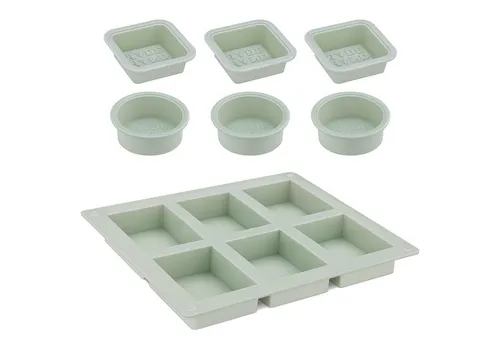 Navaris Seifenformen Set aus Silikon - 12x DIY Gießformen für Seife, flexibel und leicht zu reinigen in Salbeigrün