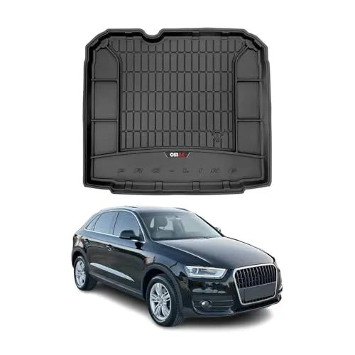 OMAC Gummi Kofferraumwanne für Audi Q3 8U (2011-2018) - Hochwertige TPE Laderaumwanne in Schwarz, perfekt passend für Audi Q3 8U. Geruchloses Material mit Vanilleduft, wasserfest und strapazierfähig für zuverlässigen Schutz bei jedem Wetter.
