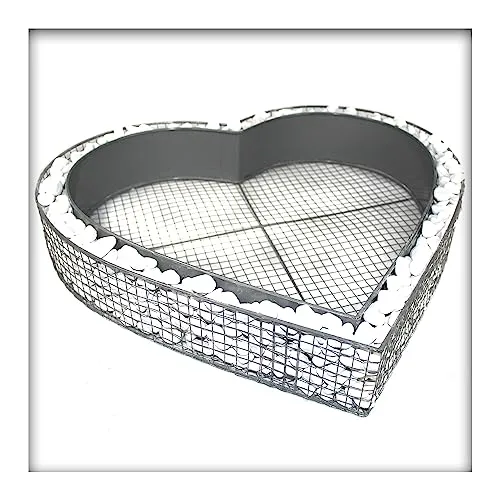 Herz Gitter XXL mit Trennblech und Kies Pflanzschale Grabschmuck Grabgestaltung Friedhof Pflanzherz 62x60x10 cm