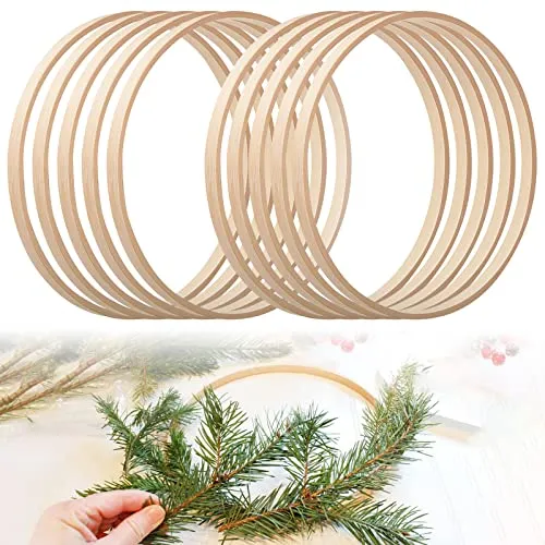 Stück Floral Hoop, Traumfänger Ringe Bambus 20cm Stärke ca. 1 cm, Holz Bambus Blumenkranz Makramee Craft Hoop Ringe für DIY Traumfänger, Hochzeitskranz Dekor und Wandbehang Handwerk 10