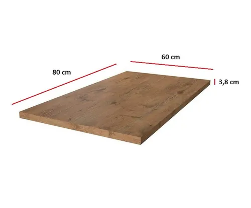 Küchenzeile Eiche Lancelot 80 cm - Hochwertige Arbeitsplatte 38 mm für Küchenblock VIGO, pflegeleicht mit HPL Beschichtung und doppelrunder Postformingkante.