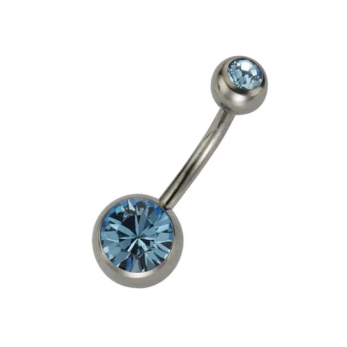 ZEEme Bauchnabelpiercing Titan mit hellblauem Kristall von Zeeme Body Jewelry