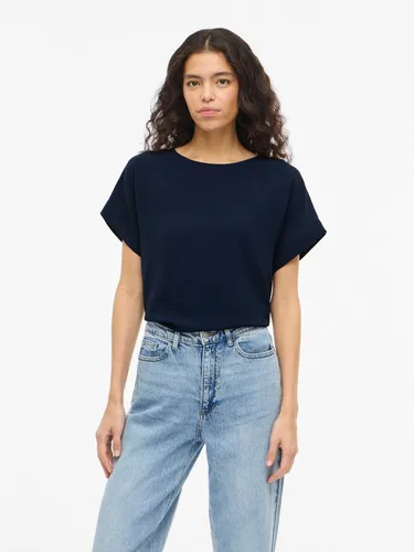 Vila Kurzarmshirt VIJOSA S/S TOP - NOOS blau L (40) - Stylisches Kurzarmshirt für lässige Outfits. Aus 100% pflegeleichtem Polyester gefertigt, bietet es hohen Tragekomfort und eine moderne Passform.