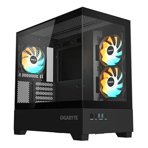 GIGABYTE C201 PANORAMIC - Elegantes Tower-Gehäuse - Mid Tower PC-Gehäuse für micro ATX mit edlem Seitenteil aus gehärtetem Glas, ideal für individuelle Gaming-Setups.