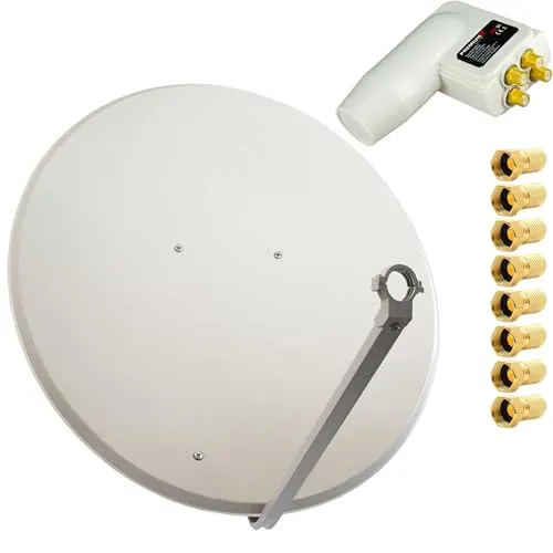 PremiumX Satelliten-Komplettanlage 100cm - SAT-Antennen | Hochwertige 100cm Aluminium-Satellitenschüssel mit 4-fach LNB für perfekten Empfang und direkten Anschluss von bis zu 4 Receivern.