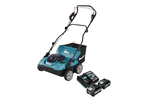 Makita Akkurasenmäher UV 001 GM201 – 40 V Vertikutierer mit 38 cm Schnittbreite - Leistungsstarker Akku-Vertikutierer mit 38 cm Schnittbreite und 50 l Fangkorb. Ideal für die Pflege Ihres Rasens und die einfache Handhabung dank kabelloser Technologie.