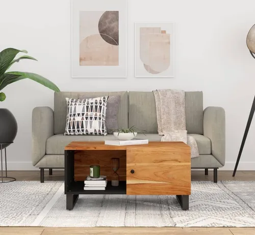 The Living Store Couchtisch 80x50x40 cm aus Massivholz Akazie
