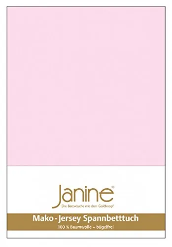 Janine Spannbettlaken Mako Feinjersey Classic Jersey 5007, zartrosa - Spannbetttuch aus 100% Baumwolle, angenehm weich und hautfreundlich. Perfekte Passform bis 26 cm Matratzenhöhe mit Rundum-Gummizug, langlebig und schadstoffgeprüft.