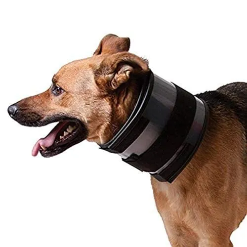 Halskrause für Hunde KVP Schwarz [6-28 cm] - Halsband für Hunde, verstellbar von 6-28 cm, bietet Komfort und Sicherheit bei der Genesung von Verletzungen.