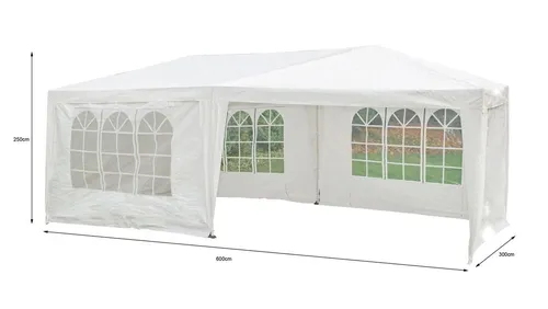 Faltbares Partyzelt Pavillon Pop-Up mit 5 Seitenwänden – 300 x 600 cm – Weiß