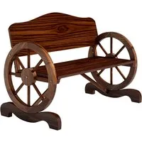Outsunny Gartenbank Holz 2-Sitzer mit Rücken- und Armlehnen - Wetterfeste Holzbank mit einzigartigem radförmigen Design, ideal für Terrasse oder Garten. Bietet Platz für zwei Personen und eine Belastbarkeit von 240 kg.