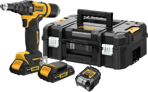 DEWALT DCF403D2GT-QW Akku-Nietgerät - Akkuschrauber mit bürstenloser Motortechnologie für hohe Leistung und Langlebigkeit. Ideal für präzises Nieten mit 43 Nieten pro Minute und hervorragender Ergonomie.