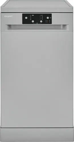 exquisit Standgeschirrspüler GSP9109-451D, silber, 9 Maßgedecke - Der exquisit GSP9109-451D ist ein schmaler Standgeschirrspüler, ideal für kleine Küchen. Mit 4 Programmen und einer Startzeitvorwahl sorgt er für flexibles Spülen und glänzende Ergebnisse bei nur 10 l Wasserverbrauch.