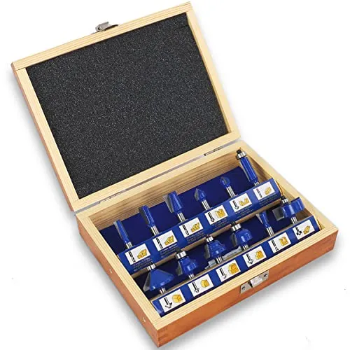 S&R Hochleistungs Fräser-Set 12-tlg - Fräsen - Professionelles Holzfräser-Set in Industrie-Qualität mit gehärteten YG8 Hartmetall-Schneiden für präzise Ergebnisse bei hartem und weichem Holz, inklusive stabiler Holzkoffer.