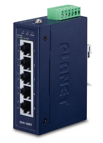 PLANET Industrial 5-Port 10/100TX Compact Ethernet Switch in blau von Planet