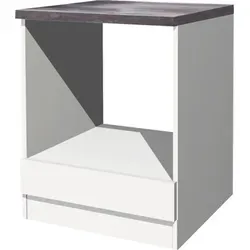 Flex-Well Herdumbauschrank Lucca 60 cm - zeitloses Design in Weiß mit robuster Caledonia-Arbeitsplatte, ideal für moderne Küchen