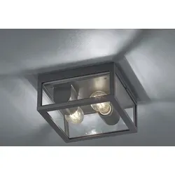 LED Außenlampe modern Deckenleuchte Ø24cm - Terrassenbeleuchtung in Anthrazit - Stylische 2-flammige LED Deckenleuchte für Outdoor, IP44 Schutzklasse, inklusive 2 austauschbarer E27 LED Leuchtmittel für angenehme Beleuchtung.