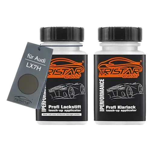 TRISTARcolor Autolack Lackstift Set für Audi LX7H Terragrau Metallic Perl X. Basislack Klarlack je 50ml