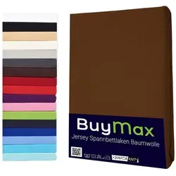 Buymax Spannbettlaken 2-er Set, Doppelpack, Bettlaken, Jersey 100% Baumwolle, Gummizug: rundum, (2 Stück), 90x200 100x200 140x200 160x200 180x200 cm, Matratzen bis 25 cm Höhe braun 140 cm x 200 cm