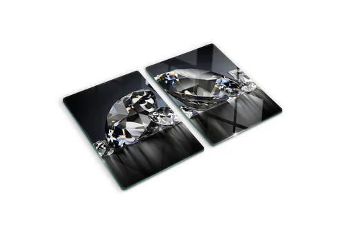 Tulup Schneidebrett Spritzschutz Herdabdeckplatte Glas Frühstücksbrett Schneideplatte, (2-St), Arbeitsplatte Herdschutz - Diamanten