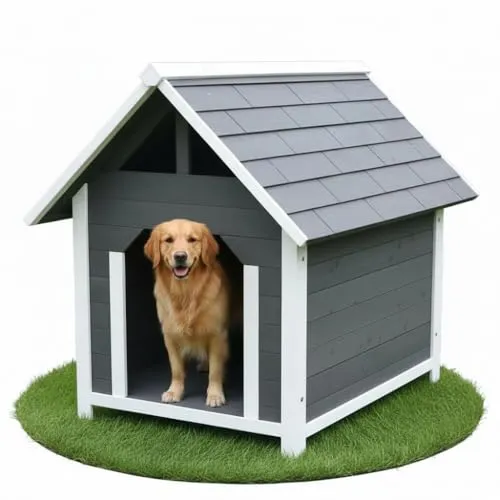 Melko XXL Hundehütte aus Holz – Wetterfestes Blockhaus für mittelgroße Hunde