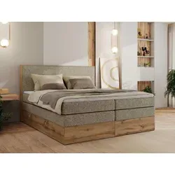 MKS MEBLE Boxspringbett WOOD CLASSIC KING 160x200 - Doppelbett mit zwei hochwertigen Taschenfederkernmatratzen und Topper für optimalen Schlafkomfort. Praktische Bettkästen bieten zusätzlichen Stauraum und sorgen für Ordnung im Schlafzimmer.