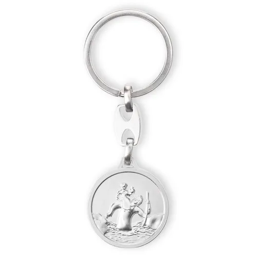 FRITZ COX Schlüsselanhänger Christophorus modern | mit Rand | silber | 3cm