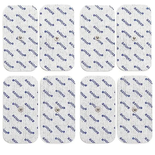 TENS EMS Elektroden 10x5 cm - kompatibel mit TENS EMS Geräten von Sanitas (wie SEM 40,41) & Beurer (wie EM 40,41) Druckknopf | Wiederverwendbare Klebeelektroden-Pads | Zert. Medizinprodukt von axion 8