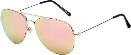 Damen Herren Sonnenbrille Piloten Designer 80er Piloten Urlaub Sommer Strand Brille 30570 Rosa-Gelb