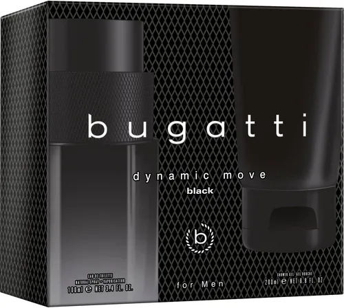 bugatti Eau de Toilette Dynamic Move Black for him, 100ml + 200ml SG - Eau de Toilette für Herren mit Lavendel, Moschus und orientalischer Note – energiegeladen und belebend, perfekt für dynamische Persönlichkeiten.