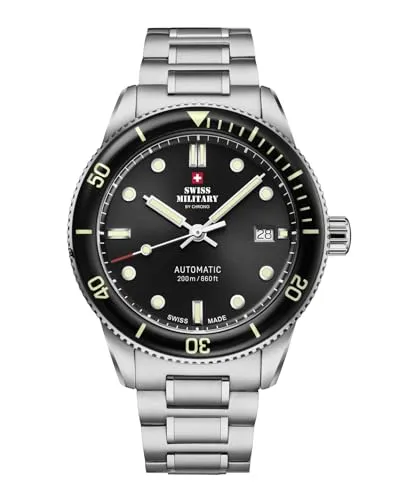 Swiss Military by Chrono Herren Uhr Armbanduhr Automatik Uhrwerk mit Edelstahl Metallarmband Analoge Herrenuhr Silber SMA34106.01