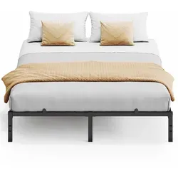 VASAGLE Doppelbettgestell, Bett, 180 x 200 cm, Metallbett, Bettrahmen, Unterbettaufbewahrung, modern, Gästebett - Schwarz