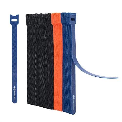Cable Matters 100er-Pack Wiederverwendbare Draht/Klett Kabelbinder 20 cm Mit Klettverschluss, 19 kg Zugfestigkeit - Kabel Klettband in Schwarz, Blau und Orange