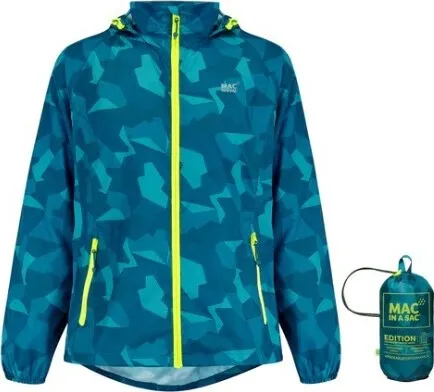 Mac In A Sac Regenjacke Origin Edition Teal-camo XXL - Regenjacke für Damen und Herren im Teal Camo Design, wasserdicht (10.000 mm), winddicht und atmungsaktiv (8.000 g/m²), ideal für Outdoor-Aktivitäten bei jedem Wetter.